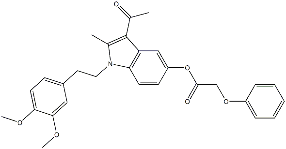 3-acetyl-1-[2-(3,4-dimethoxyphenyl)ethyl]-2-methyl-1H-indol-5-yl phenoxyacetate 구조식 이미지