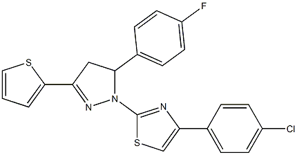 4-(4-chlorophenyl)-2-[5-(4-fluorophenyl)-3-(2-thienyl)-4,5-dihydro-1H-pyrazol-1-yl]-1,3-thiazole Structure