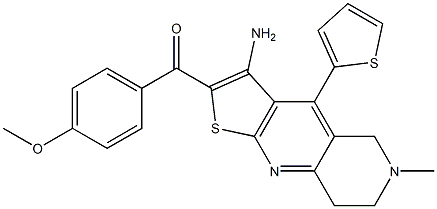 (3-amino-6-methyl-4-thien-2-yl-5,6,7,8-tetrahydrothieno[2,3-b][1,6]naphthyridin-2-yl)(4-methoxyphenyl)methanone Structure