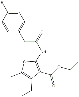 ethyl 4-ethyl-2-{[(4-fluorophenyl)acetyl]amino}-5-methyl-3-thiophenecarboxylate Structure