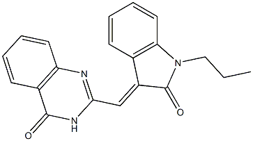 2-[(2-oxo-1-propyl-1,2-dihydro-3H-indol-3-ylidene)methyl]-4(3H)-quinazolinone 구조식 이미지