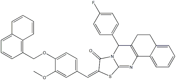 7-(4-fluorophenyl)-10-[3-methoxy-4-(1-naphthylmethoxy)benzylidene]-5,7-dihydro-6H-benzo[h][1,3]thiazolo[2,3-b]quinazolin-9(10H)-one 구조식 이미지
