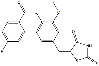 2-methoxy-4-[(4-oxo-2-thioxo-1,3-thiazolidin-5-ylidene)methyl]phenyl 4-fluorobenzoate 구조식 이미지