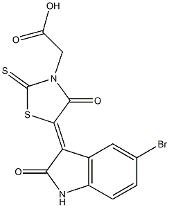 [5-(5-bromo-2-oxo-1,2-dihydro-3H-indol-3-ylidene)-4-oxo-2-thioxo-1,3-thiazolidin-3-yl]acetic acid Structure