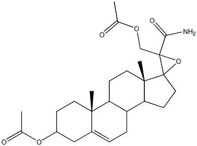 3'-[(acetyloxy)methyl]-3'-(aminocarbonyl)-spiro[androst-5-ene-17,2'-oxirane]-3-yl acetate Structure