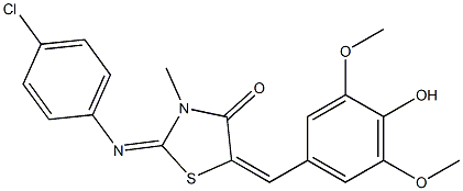 2-[(4-chlorophenyl)imino]-5-(4-hydroxy-3,5-dimethoxybenzylidene)-3-methyl-1,3-thiazolidin-4-one Structure