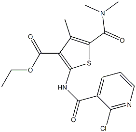 ethyl 2-{[(2-chloro-3-pyridinyl)carbonyl]amino}-5-[(dimethylamino)carbonyl]-4-methyl-3-thiophenecarboxylate 구조식 이미지