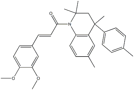 1-[3-(3,4-dimethoxyphenyl)acryloyl]-2,2,4,6-tetramethyl-4-(4-methylphenyl)-1,2,3,4-tetrahydroquinoline 구조식 이미지