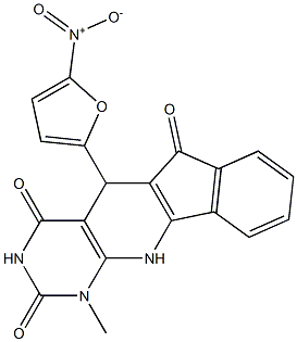 5-{5-nitro-2-furyl}-1-methyl-5,11-dihydro-1H-indeno[2',1':5,6]pyrido[2,3-d]pyrimidine-2,4,6(3H)-trione Structure