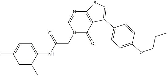 N-(2,4-dimethylphenyl)-2-(4-oxo-5-(4-propoxyphenyl)thieno[2,3-d]pyrimidin-3(4H)-yl)acetamide 구조식 이미지