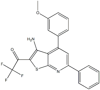 1-[3-amino-4-(3-methoxyphenyl)-6-phenylthieno[2,3-b]pyridin-2-yl]-2,2,2-trifluoroethanone 구조식 이미지