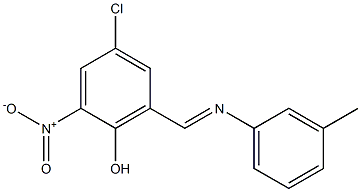 4-chloro-2-nitro-6-{[(3-methylphenyl)imino]methyl}phenol Structure