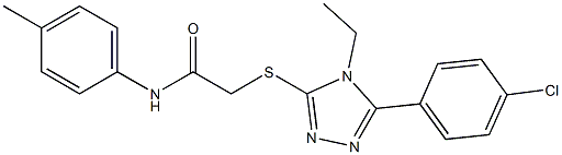 2-{[5-(4-chlorophenyl)-4-ethyl-4H-1,2,4-triazol-3-yl]sulfanyl}-N-(4-methylphenyl)acetamide 구조식 이미지