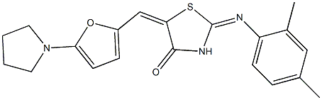 2-[(2,4-dimethylphenyl)imino]-5-{[5-(1-pyrrolidinyl)-2-furyl]methylene}-1,3-thiazolidin-4-one Structure