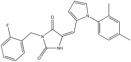 5-{[1-(2,4-dimethylphenyl)-1H-pyrrol-2-yl]methylene}-3-(2-fluorobenzyl)-2,4-imidazolidinedione Structure