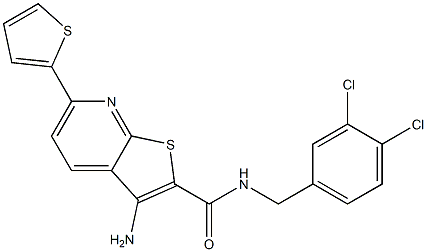 3-amino-N-(3,4-dichlorobenzyl)-6-(2-thienyl)thieno[2,3-b]pyridine-2-carboxamide Structure