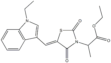 ethyl 2-{5-[(1-ethyl-1H-indol-3-yl)methylene]-2,4-dioxo-1,3-thiazolidin-3-yl}propanoate 구조식 이미지