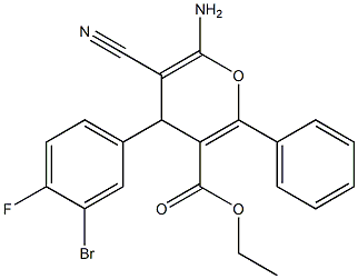 ethyl 6-amino-4-(3-bromo-4-fluorophenyl)-5-cyano-2-phenyl-4H-pyran-3-carboxylate Structure