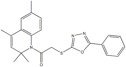 2-oxo-2-(2,2,4,6-tetramethyl-1(2H)-quinolinyl)ethyl 5-phenyl-1,3,4-oxadiazol-2-yl sulfide 구조식 이미지