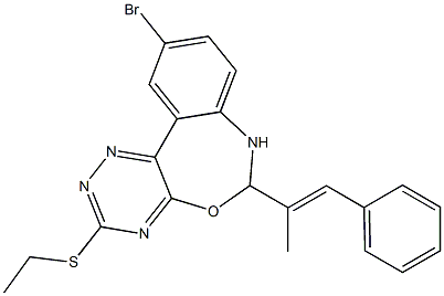 10-bromo-3-(ethylsulfanyl)-6-(1-methyl-2-phenylvinyl)-6,7-dihydro[1,2,4]triazino[5,6-d][3,1]benzoxazepine Structure
