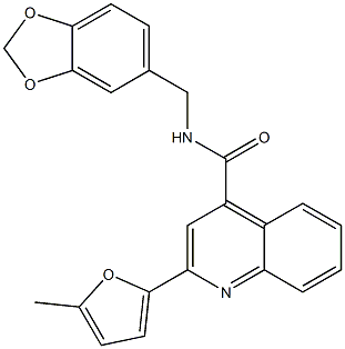 N-(1,3-benzodioxol-5-ylmethyl)-2-(5-methyl-2-furyl)-4-quinolinecarboxamide 구조식 이미지