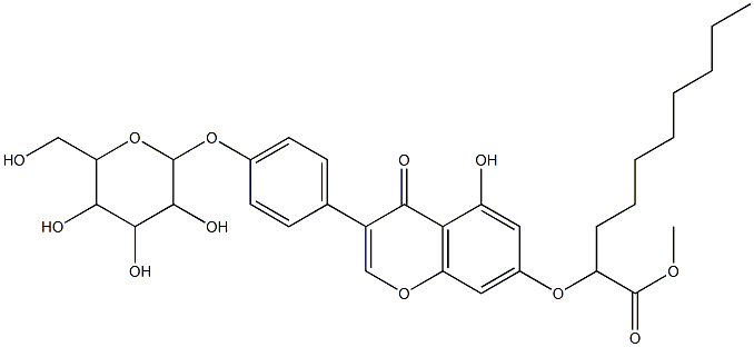 methyl 2-{[5-hydroxy-4-oxo-3-(4-{[3,4,5-trihydroxy-6-(hydroxymethyl)tetrahydro-2H-pyran-2-yl]oxy}phenyl)-4H-chromen-7-yl]oxy}decanoate Structure