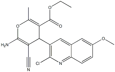 ethyl 6-amino-4-[2-chloro-6-(methyloxy)quinolin-3-yl]-5-cyano-2-methyl-4H-pyran-3-carboxylate Structure