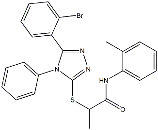 2-{[5-(2-bromophenyl)-4-phenyl-4H-1,2,4-triazol-3-yl]sulfanyl}-N-(2-methylphenyl)propanamide 구조식 이미지