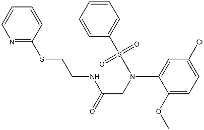 2-[5-chloro-2-methoxy(phenylsulfonyl)anilino]-N-[2-(2-pyridinylsulfanyl)ethyl]acetamide Structure