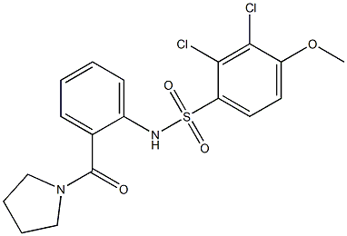 2,3-dichloro-4-methoxy-N-[2-(1-pyrrolidinylcarbonyl)phenyl]benzenesulfonamide 구조식 이미지