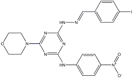 4-iodobenzaldehyde [4-{4-nitroanilino}-6-(4-morpholinyl)-1,3,5-triazin-2-yl]hydrazone 구조식 이미지