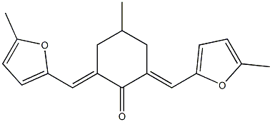 4-methyl-2,6-bis[(5-methyl-2-furyl)methylene]cyclohexanone Structure