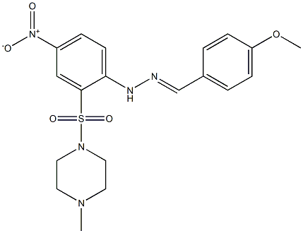 4-methoxybenzaldehyde {4-nitro-2-[(4-methyl-1-piperazinyl)sulfonyl]phenyl}hydrazone 구조식 이미지