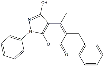 5-benzyl-3-hydroxy-4-methyl-1-phenylpyrano[2,3-c]pyrazol-6(1H)-one 구조식 이미지