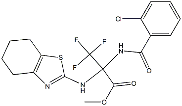 methyl 2-[(2-chlorobenzoyl)amino]-3,3,3-trifluoro-2-(4,5,6,7-tetrahydro-1,3-benzothiazol-2-ylamino)propanoate Structure