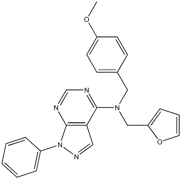 N-(2-furylmethyl)-N-(4-methoxybenzyl)-1-phenyl-1H-pyrazolo[3,4-d]pyrimidin-4-amine 구조식 이미지