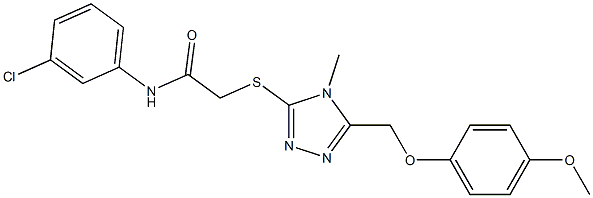 N-(3-chlorophenyl)-2-({5-[(4-methoxyphenoxy)methyl]-4-methyl-4H-1,2,4-triazol-3-yl}sulfanyl)acetamide 구조식 이미지