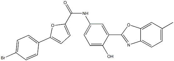 5-(4-bromophenyl)-N-[4-hydroxy-3-(6-methyl-1,3-benzoxazol-2-yl)phenyl]-2-furamide 구조식 이미지