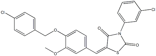 5-{4-[(4-chlorobenzyl)oxy]-3-methoxybenzylidene}-3-(3-chlorophenyl)-1,3-thiazolidine-2,4-dione Structure