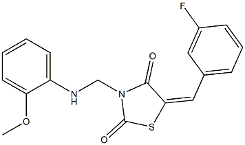 5-(3-fluorobenzylidene)-3-[(2-methoxyanilino)methyl]-1,3-thiazolidine-2,4-dione 구조식 이미지