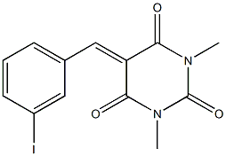5-(3-iodobenzylidene)-1,3-dimethyl-2,4,6(1H,3H,5H)-pyrimidinetrione 구조식 이미지