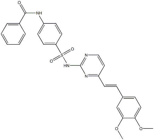 N-{4-[({4-[2-(3,4-dimethoxyphenyl)vinyl]-2-pyrimidinyl}amino)sulfonyl]phenyl}benzamide Structure