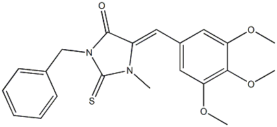 3-benzyl-1-methyl-2-thioxo-5-(3,4,5-trimethoxybenzylidene)-4-imidazolidinone Structure