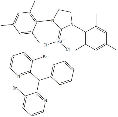 [1,3-Bis(2,4,6-trimethylphenyl)-2-imidazolidinylidene]dichloro(phenylmethylene)bis(3-bromopyridine)ruthenium(II) 구조식 이미지
