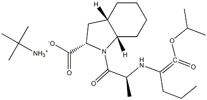 (2S,3aS,7aS)-1-[(2S)-2-[[(1S)-1-[(1-methylethoxy) carbonyl]butyl]-amino]propanoyl]octahydro-1H-indole-2-carboxylic acid,tert-butyl amine salt. Structure