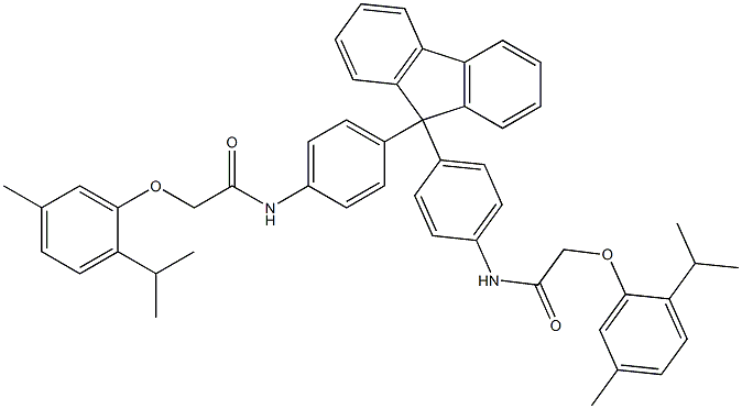 2-(2-isopropyl-5-methylphenoxy)-N-{4-[9-(4-{[2-(2-isopropyl-5-methylphenoxy)acetyl]amino}phenyl)-9H-fluoren-9-yl]phenyl}acetamide 구조식 이미지