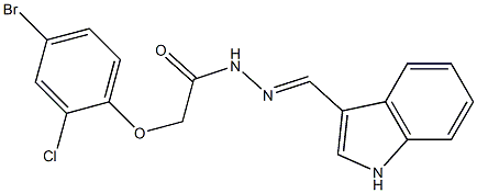 2-(4-bromo-2-chlorophenoxy)-N'-[(E)-1H-indol-3-ylmethylidene]acetohydrazide Structure