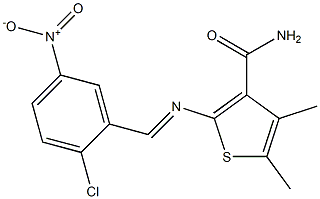 2-{[(E)-(2-chloro-5-nitrophenyl)methylidene]amino}-4,5-dimethyl-3-thiophenecarboxamide Structure