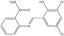 2-{[(E)-(3,5-dichloro-2-hydroxyphenyl)methylidene]amino}benzamide 구조식 이미지