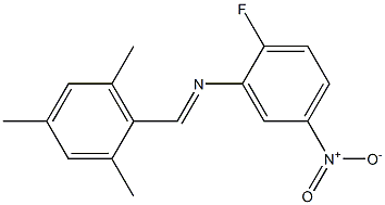 N-(2-fluoro-5-nitrophenyl)-N-[(E)-mesitylmethylidene]amine 구조식 이미지